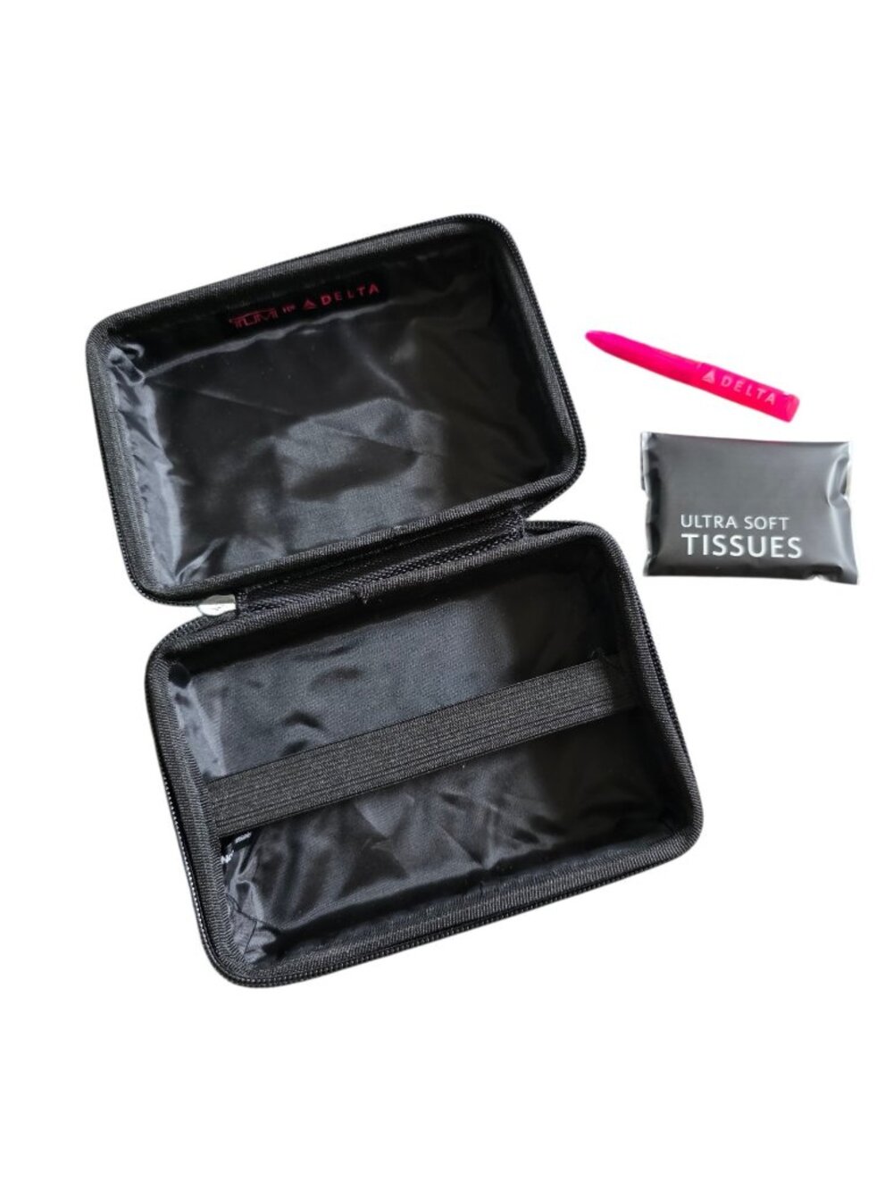 TUMI Delta Amenity Travel Bag Hard Shell Toiletry Kit Case Black 7"x5"x2.5"